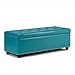 Simpli Home 3AXCOT-239-MBU Hamilton 48 inch Wide Traditional  Storage Ottoman in Mediterranean Blue Bonded Leather