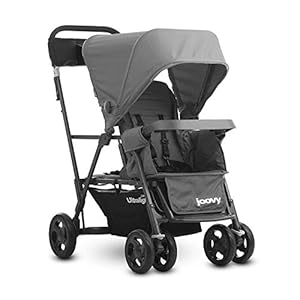 Joovy Caboose Ultralight Sit and Stand Double Stroller with Rear Bench and Standing Platform, 3-Way Reclining Seats…