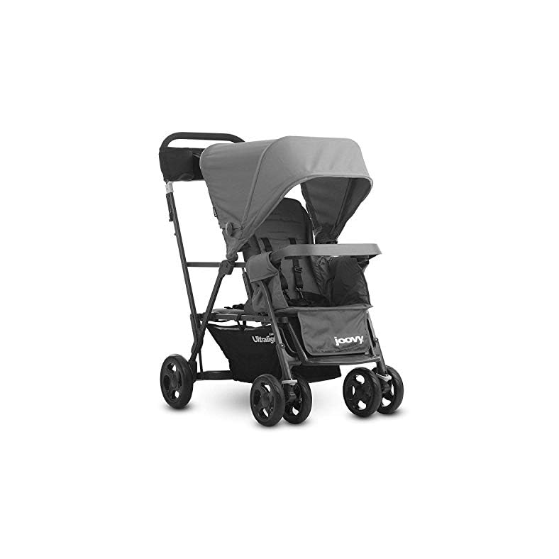 Joovy Caboose Ultralight Sit and Stand Double Stroller with Rear Bench and Standing Platform, 3-Way Reclining Seats…