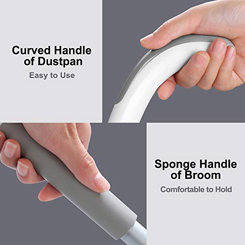 Lonffery Broom and Dustpan Set, Magnetic Suction Upright Stand Up Sweep Set for Home Kitchen Room Office Lobby Floor Use