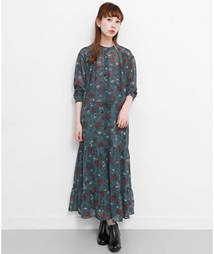Amazon Co Jp Kbf Kbf レディスワンピース フラワープリントロングワンピース Dustygreen One 服 ファッション小物
