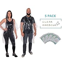 Clear Harbour Emergency Disposable Rain Poncho Pack for Adults | Women and Men