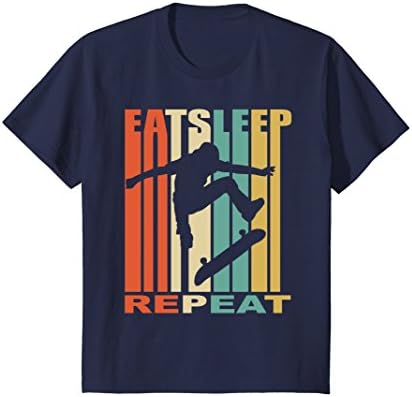 Kids Vintage Skateboard T Shirt 8 Navy