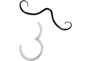 BODYJEWELRYONLINE Black PVD Over 316L Surgical Steel Septum Mustache Nose Ring 16G Septum Piercing Jewelry