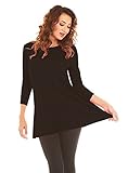 Velucci Women's 3/4 Sleeve Flowy Tunic Top, Wide Neck Lightweight, by