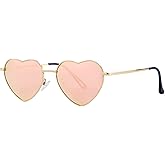 Polarized Heart Shaped Sunglasses for Women Metal Frame Cute Lovely Glasses 100% UV Protection