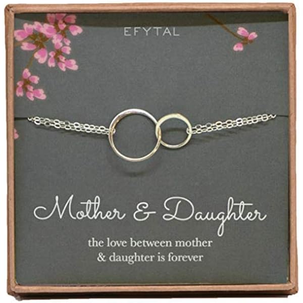 Alov Jewelry Bracciale In Argento Sterling 925 Con Zirconia Cubica, Incisioni 'Mother' E 'Daughter', Regalo Per Mamma E Figlia