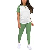 Nimsruc Biker Short Sets Women 2 Piece Outfits Summer Short Sleeve Jogger Tracksuit