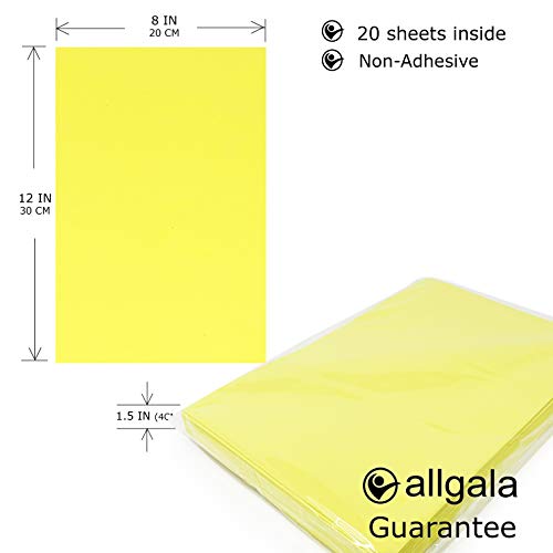 Allgala 20ValuePack EVA Foam Paper 8x12 Inch SheetsYellowCF85301