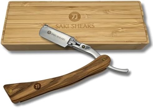 Savdi Razor Saki Shears Straight Edge Shaving Razor with Disposable Blades For ...