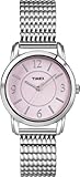 Timex Women's T2N846 Elevated Classics Dress Pink Dial Silver-Tone Expansion Band Watch