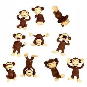 Monkey Figures - Tiny Plastic Monkey Figures - Party Favors - Lot of 20