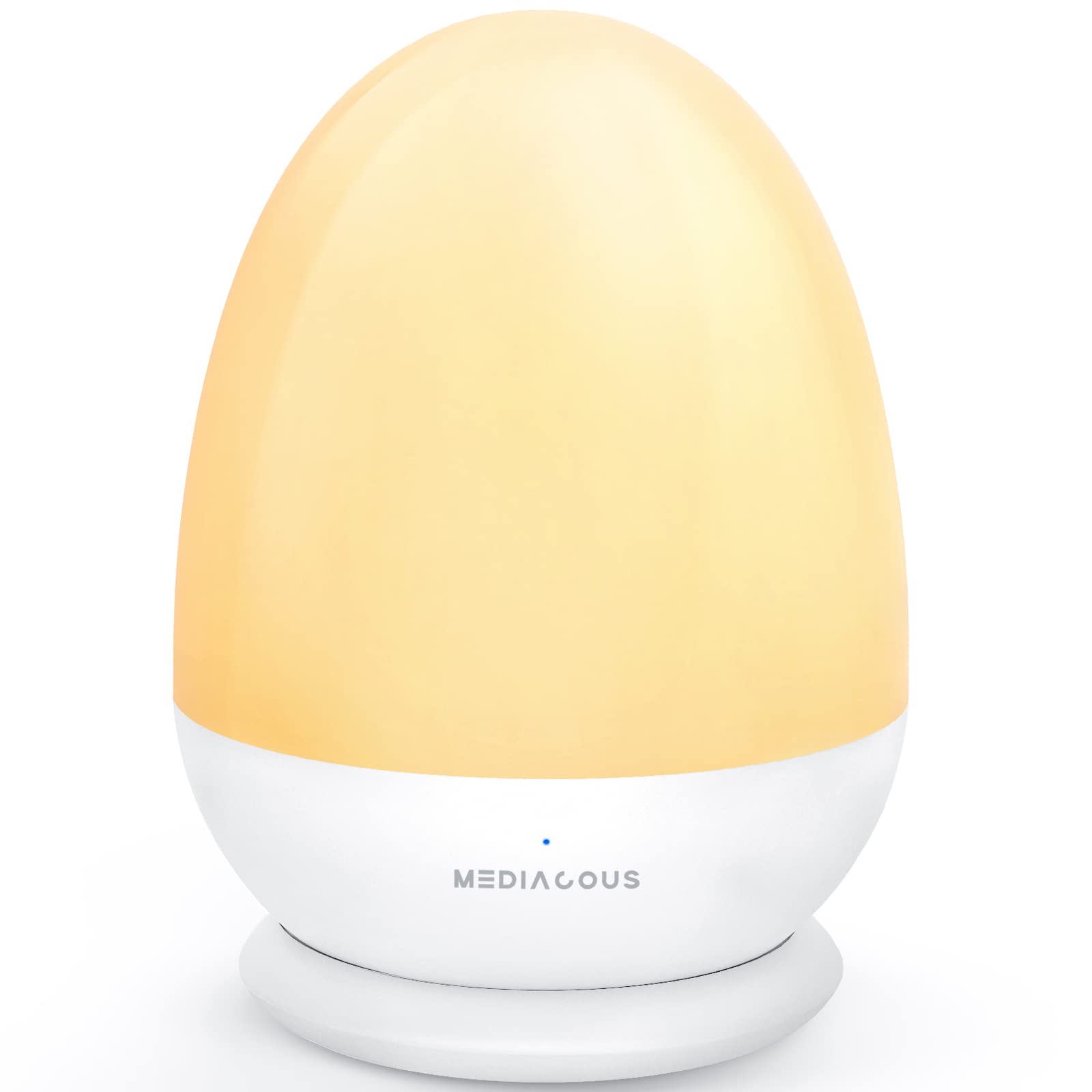 MediAcous LED Night Lights Children, Dimmable Night Lamp for Children's Room with 1H Timer, Touch Control, Charging Pad & USB Charging Cable, ABS + PC Egg Lamp for Breastfeeding - Up to 200H Snooze