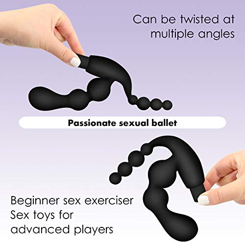 Vibrating Anal Beads Butt Plug, G-spot Clitoris Prostate Vibration, Simultaneous Stimulation Vagina and Anus, Anal Vibrator Sex Toy for Men, Women, Couples