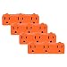 Maxxima Heavy Duty 3 Grounded Multi Outlet Adaptor Wall Plug, Turn one outlet into 3, Orange Adapter (Pack of 4)