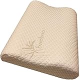 Memory Foam Neck Pillow - Double Contour - Chiropractor Approved - Washable Soft Bamboo Cover - Great for Neck Pain, Sleeping (Large)