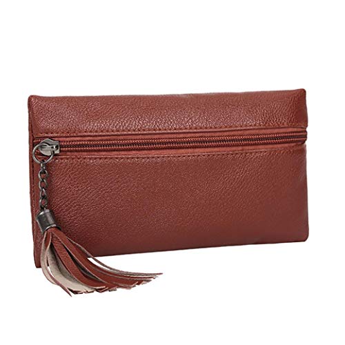 Sunshinehomely Fashion Women Girls Pure Color Tassel Leather Waist Pack Bags Handbag Messenger Shoulder Bag Chest Bag (Brown)