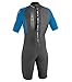 O'Neill Youth Reactor 2mm Back Zip Spring Wetsuit, Graphite/Brite Blue/Brite Blue, 12