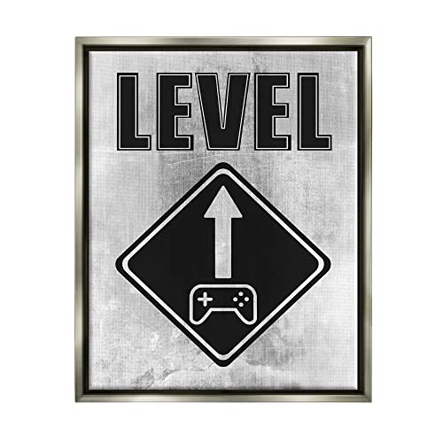 Stupell Industries Level Up Gaming Symbol Sign Floating Framed Wall Art, Design…
