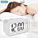 SINMI SM888 Alarm Clock Kids Alarm Clock with Backlight Sensor Touch LED Clock with Time Temperature Date White