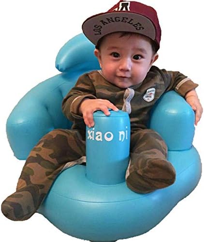 XIAJIE Portable Baby Inflatable Seat Aid Swimming Pool Float Bath Stool Swim Trainer Swim Toy Baby Learning seat, Children's Inflatable Small Sofa Portable Dining Chair Bath Stool (Blue, 1)