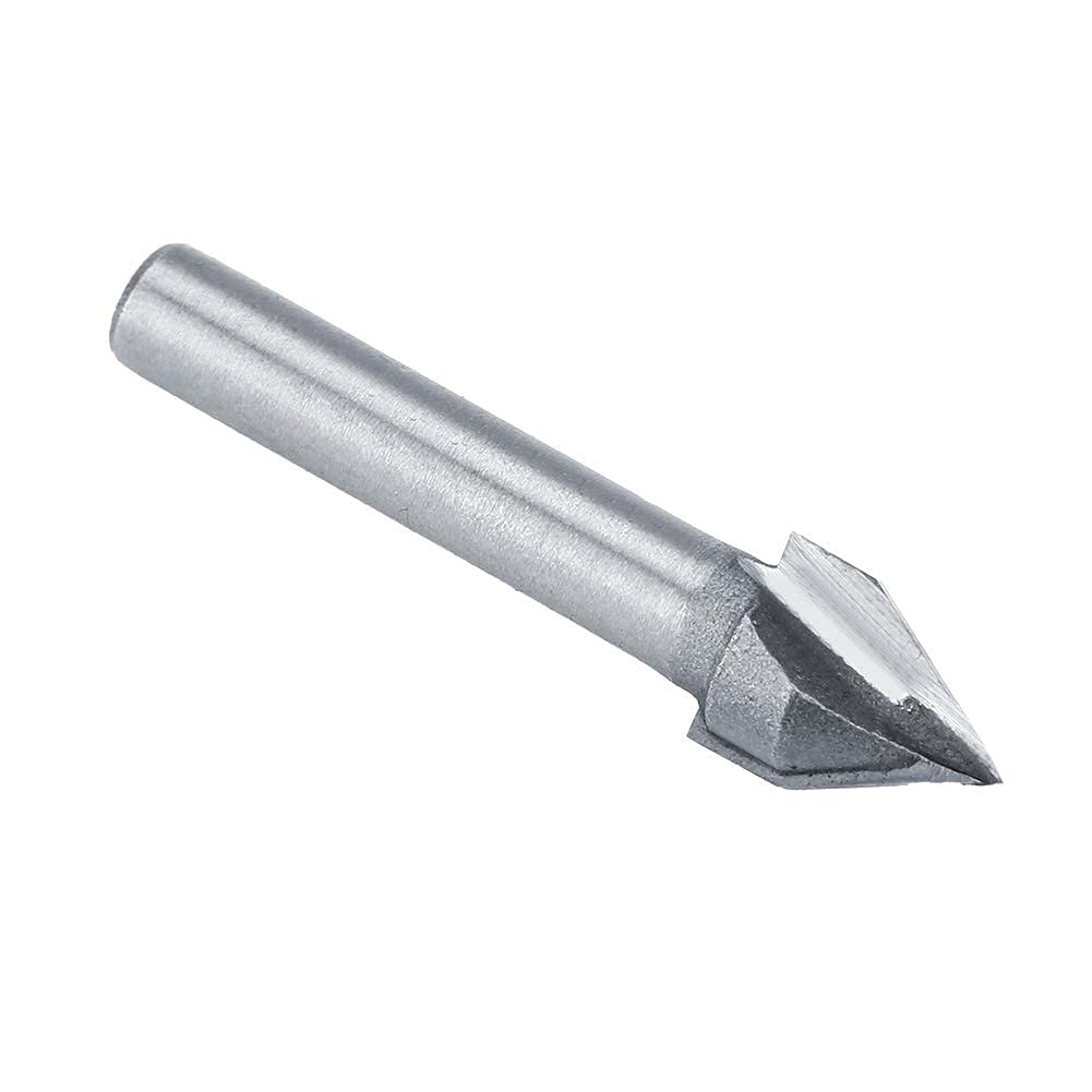 Router Tungsten Steel CNC Engraving Sharp V Groove Bit End Mill 60 Degree 6mm Shank 10 mm Cutter Dia Three-dimensional Sign Making Engraving Bit Woodworking Chamfer Bevel Cutter