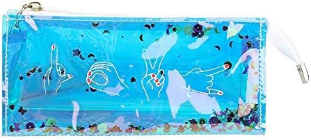 Maysking Shiny Laser Pencil Pouch Glitter Cosmetic Bag Pencil Holder Stationary Case Makeup Holder for Girls (Blue)