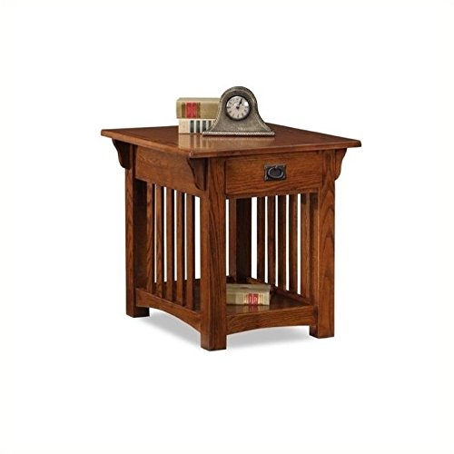 BOWERY HILL End Table with Storage Drawer and Shelf in Oak