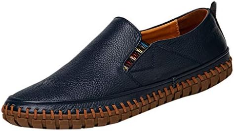 Men's Leather Loafers Casual Breathable Fashion Business Driving Boat Formal Shoes (US:7, Dark Blue)