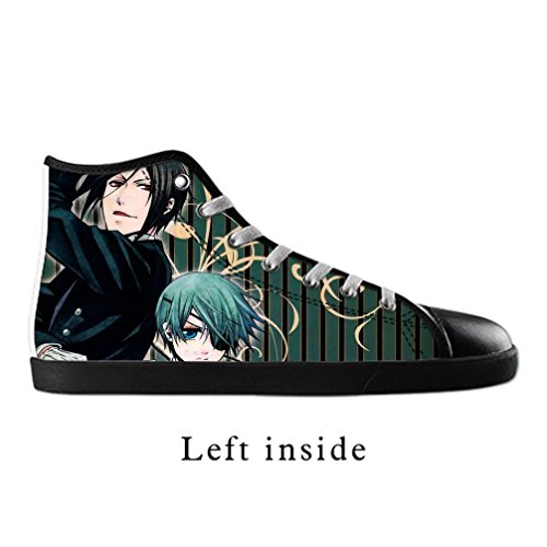 DONGMEN Women's Black Butler Gifts Lace-up High-top Pop Canvas Shoes Black Sneakers,US5