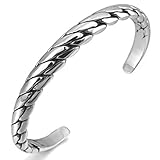 INBLUE Men,Women's Stainless Steel Bracelet Bangle Cuff Silver Tone Black