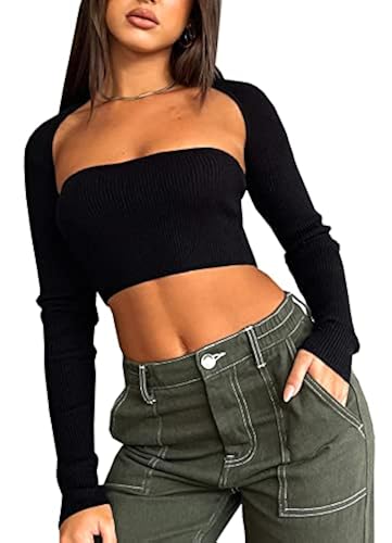 Navneet Women Long Sleeve Crop Tops Going Out Tops Bolero Shrug