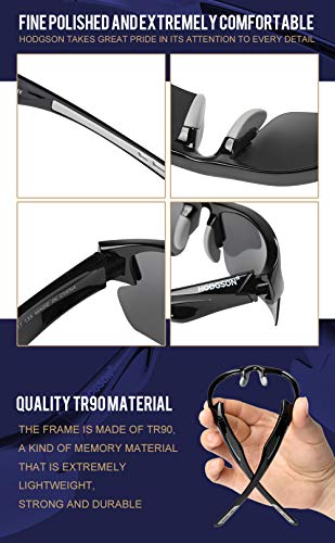 Polarized Sports Sunglasses for Men Women Cycling Fishing Outdoor Driving Golf Baseball Glasses TR Unbreakable (Black-Gray)