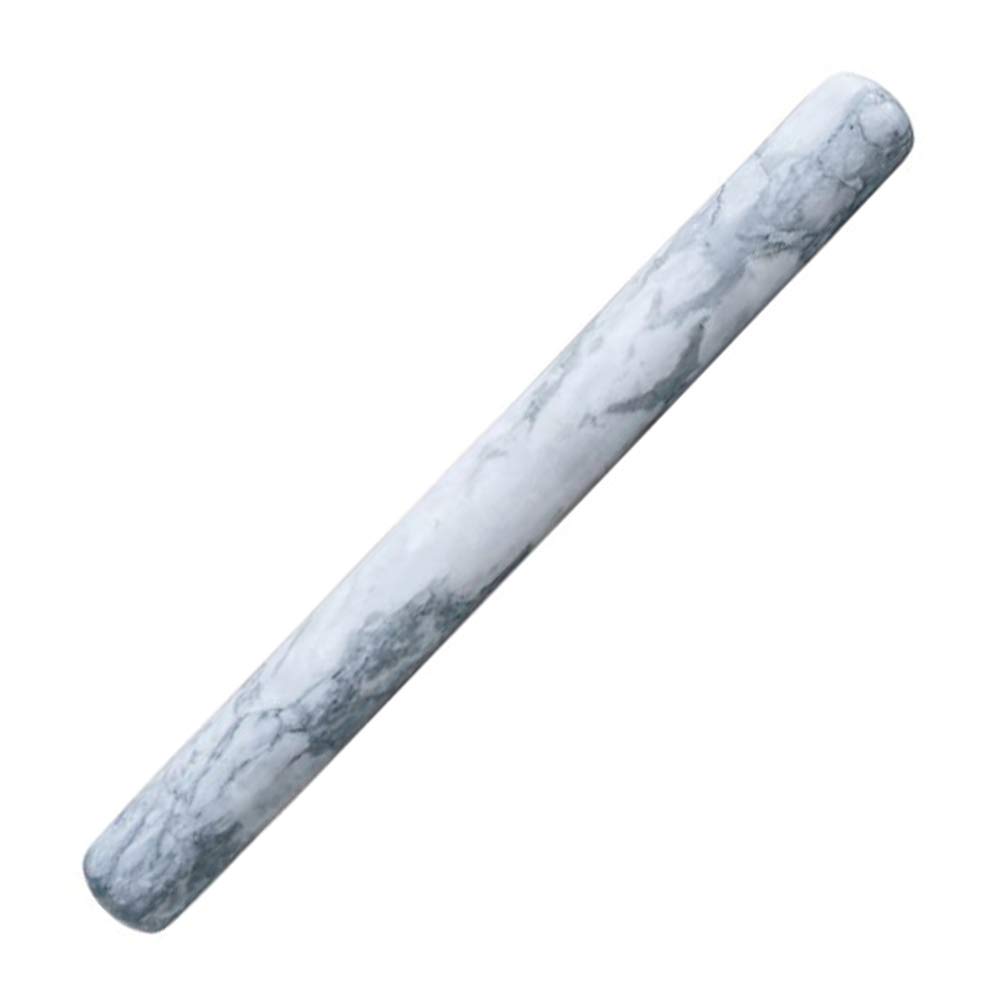 LIZHAIMING Rolling Pin Marble Non-Stick Surface Roller for Gummies Biscuits And Noodles Home Kitchen Baking Tools 38X4cm White