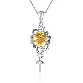 LGSY Sterling Silver Golden Flower Bail Pin Pendant Fitting for Pearl Jewelry, Design Pendant Mount for Women DIY Jewelry Making