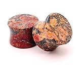 Leopard Skin Jasper Stone Plugs - 2g - 6mm - Sold As a Pair