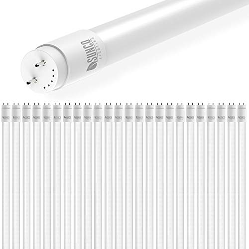 Sunco Lighting 24 Pack 4FT T8 LED Tube, 18W=40W Fluorescent, Frosted Cover, 5000K Daylight, Single Ended Power (SEP), Ballast Bypass, Commercial Grade – UL
