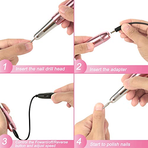 Electric Nail Drills for Acrylic Nails,Efile Nail Drill Kit,Portable Gel Nail File Machine,Professional Manicure Nail Drill Set 20000rpm Pedicure Polishing Shape Tools