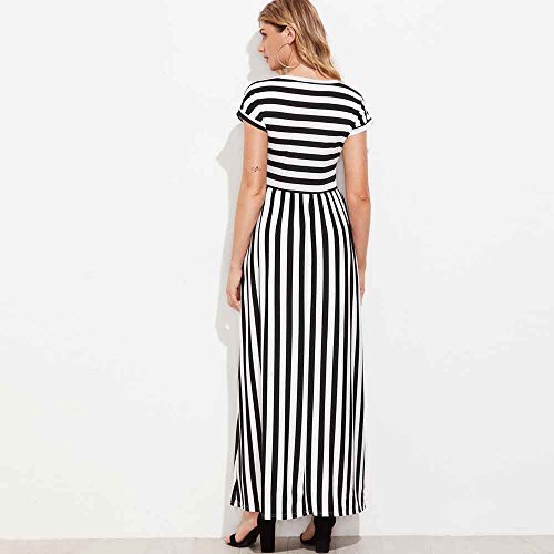 image for Emimarol Women Dress Short Sleeve Dress Striped Full Length Dress Boho