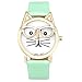 Winhurn Super Cute Cat Glasses Design Analog Quartz Women Wrist Watch (Blue)
