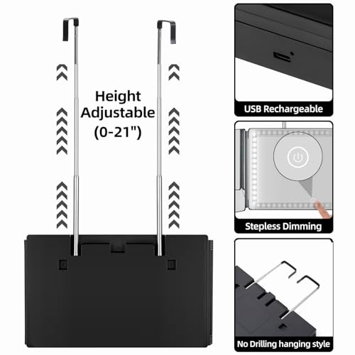 Vanexiss Rechargeable 3 Way Mirror for Hair Cutting, Real Glass Adjustable Trifold Mirror with 3 Color Temps LED Light & Telescoping Hooks for Makeup, Shaving & Styling