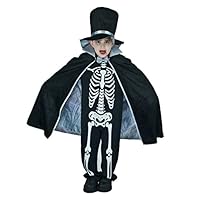 flatwhite Chlidren Deluxe Skeleton Vampire Costumes (4-6Y) White,Black