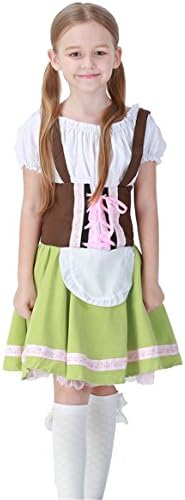 Bavarian Girl Costume,German Bavarian Children Dirndl Dress for Oktoberfest Halloween Carnival, Cosplay,Christmas