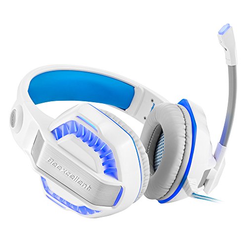 Stoga Beexcellent Over Ear Gaming Headset for PS4, Xbox One, PC, Noise Isolating with Microphone, LED Light, Bass Surround, Soft Memory Earmuffs -white - Thumbnail 2