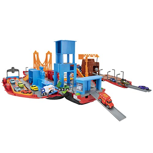 Micro Machines Super Van City Playset Includes 12 MM Vehicles, Working Bridge, Construction