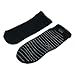 Non Slip Skid Socks with Grips, For Hospital Rehab, Yoga, Pilates, Barre, Traveling, Home Use, Black (Grey Grippy Lines) - Size S/M, 2 Pairs