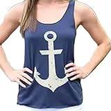 Yonger Women's Casual Vest Tops Sleeveless Shirt Blouse Blue XL