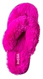 Beverly Rock Woman's New Plush Satin Spa Thong Slipper Fuchsia L (7.5 - 8.5 US)