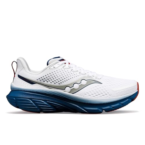 Saucony Men's Guide 17 Sneaker, White/Navy, 7