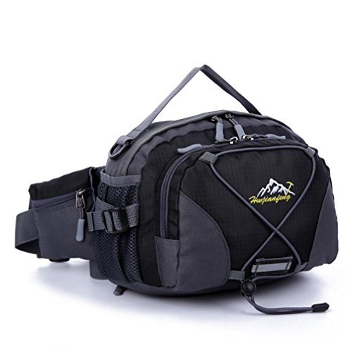 Han Shi- Sports Bag, Waterproof Running Belt Bum Waist Pouch Fanny Pack Camping Sport Hiking Shoulder Bag (Black)